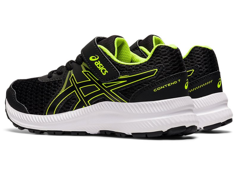 Asics Contend 7 Tekaški Čevlji Otroški Črne Zelene | SI1548-094