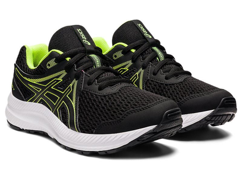 Asics Contend 7 Tekaški Čevlji Otroški Črne Zelene | SI7198-101