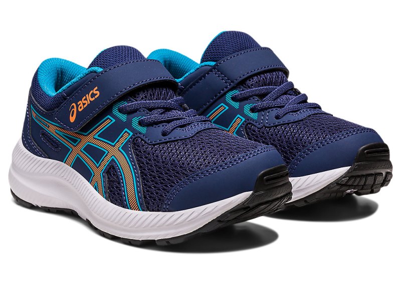 Asics Contend 8 Športne Superge Otroški Indigo Modre Oranžne | SI2971-904