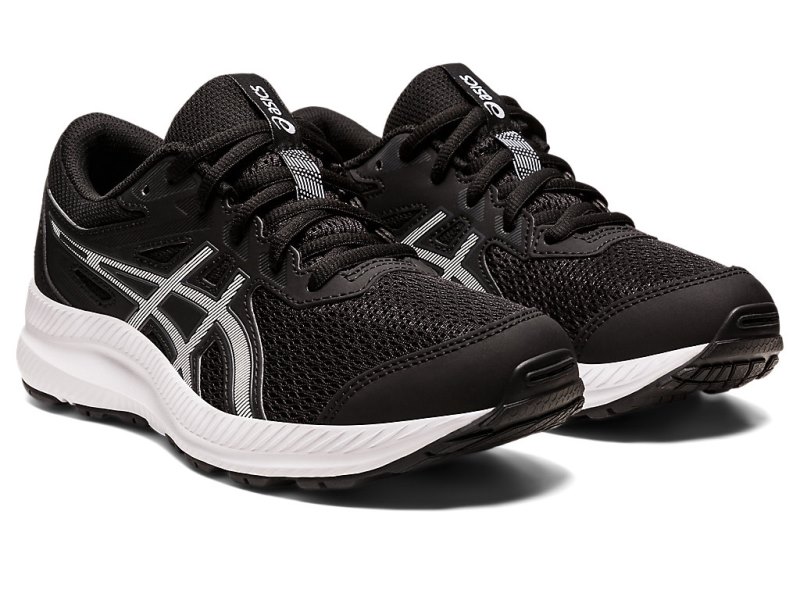 Asics Contend 8 Športne Superge Otroški Črne Bele | SI1139-531