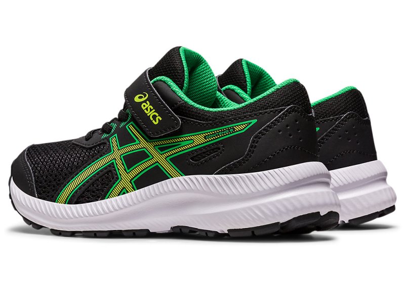 Asics Contend 8 Športne Superge Otroški Črne Svetlo Zelene | SI7985-299