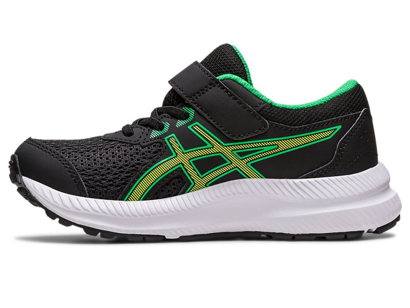 Asics Contend 8 Športne Superge Otroški Črne Svetlo Zelene | SI7985-299