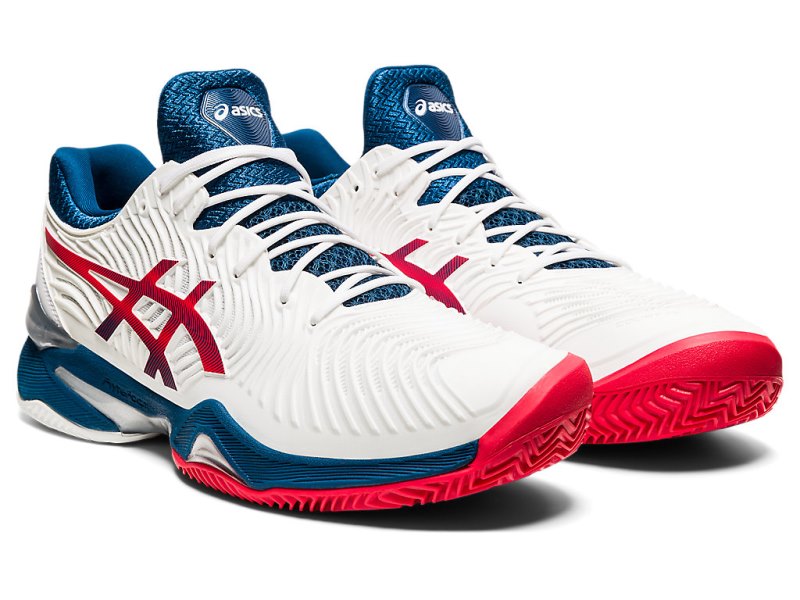 Asics Court FF 2 Clay Teniški Copati Moški Bele Modre | SI8318-035