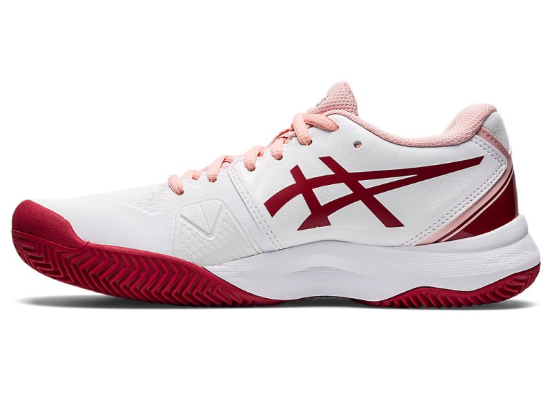 Asics Gel-challenger 13 Clay Teniški Copati Ženske Bele Temno Rdeče | SI4645-891