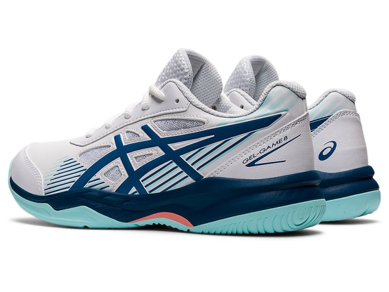 Asics Gel-game 8 Športne Superge Otroški Bele Svetlo Indigo | SI1303-534