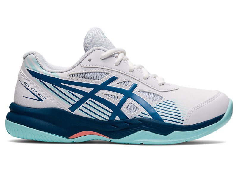 Asics Gel-game 8 Športne Superge Otroški Bele Svetlo Indigo | SI1303-534