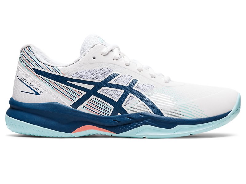 Asics Gel-game 8 Teniški Copati Ženske Bele Svetlo Indigo | SI9213-949