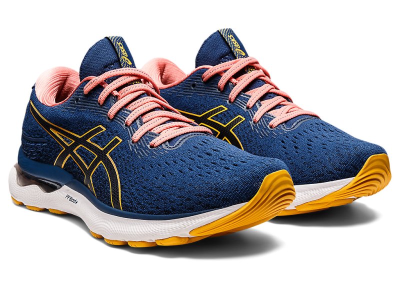 Asics Gel-nimbus 24 Tekaški Čevlji Ženske Črne Modre Rumene | SI3946-435