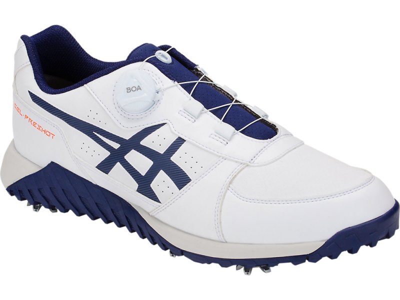 Asics Gel-preshot BOA Čevlji Za Golf Moški Bele Temno Modre | SI9114-097