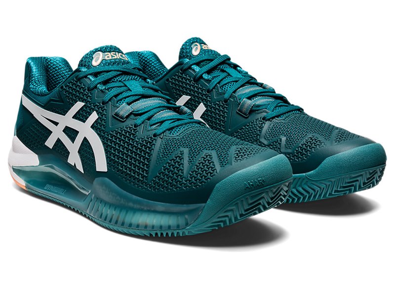 Asics Gel-resolution 8 Clay Teniški Copati Moški Temno Zelene Bele | SI9670-611