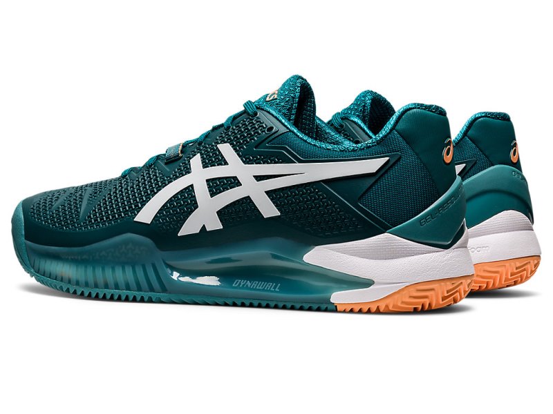 Asics Gel-resolution 8 Clay Teniški Copati Moški Temno Zelene Bele | SI9670-611