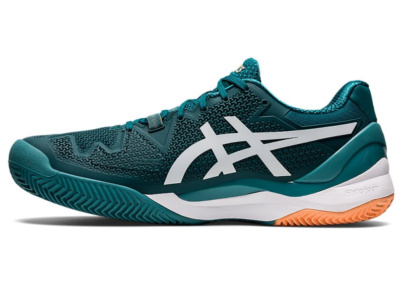 Asics Gel-resolution 8 Clay Teniški Copati Moški Temno Zelene Bele | SI9670-611