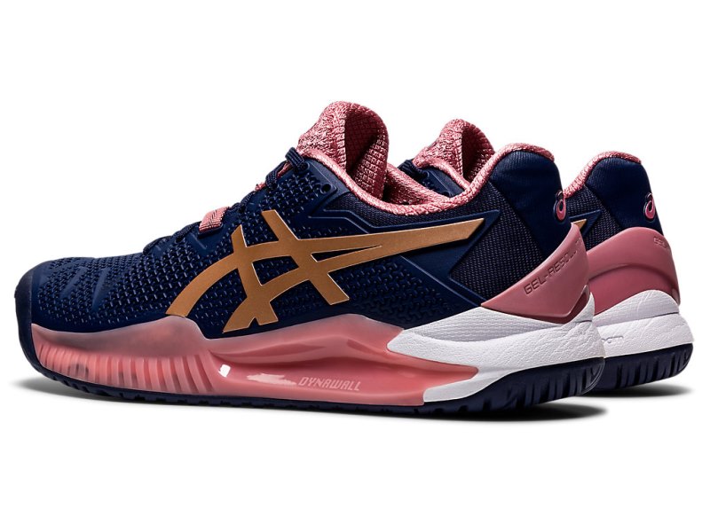 Asics Gel-resolution 8 Teniški Copati Ženske Temno Modre Roza Zlate | SI6720-196