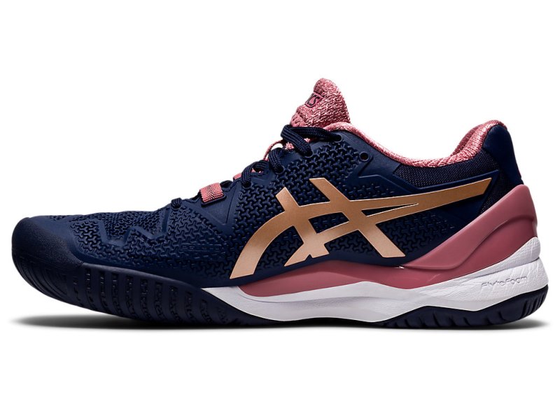 Asics Gel-resolution 8 Teniški Copati Ženske Temno Modre Roza Zlate | SI6720-196