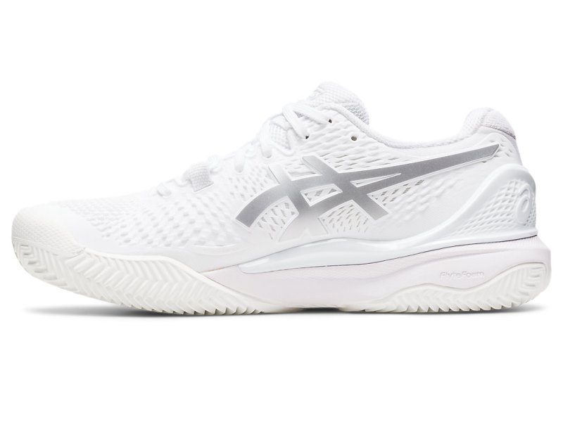 Asics Gel-resolution 9 Clay Teniški Copati Ženske Bele Srebrne | SI1275-778