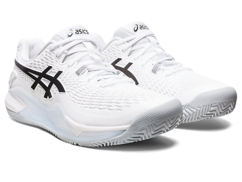 Asics Gel-resolution 9 Clay Teniški Copati Moški Bele Črne | SI9265-833