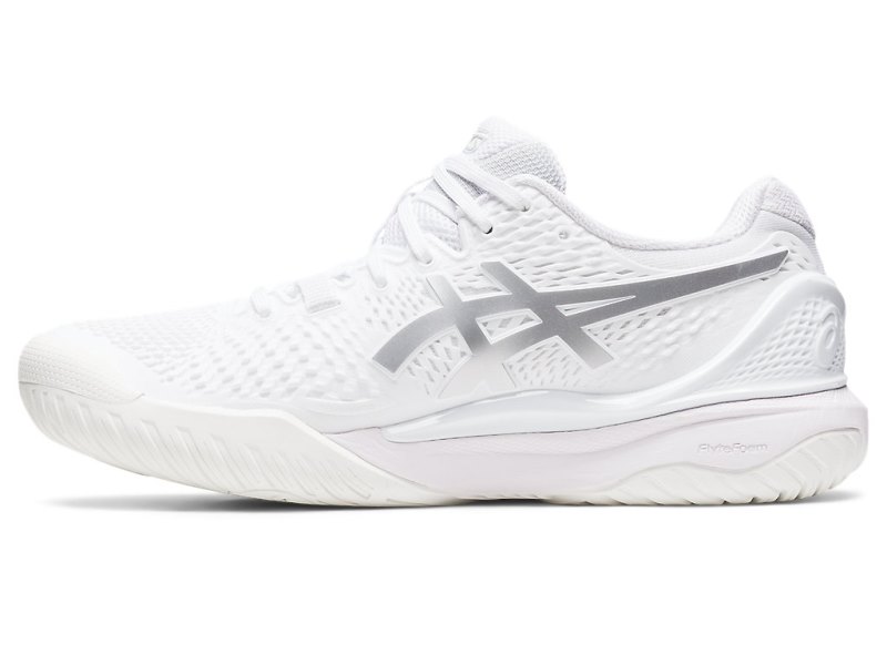 Asics Gel-resolution 9 Teniški Copati Ženske Bele Srebrne | SI2073-060