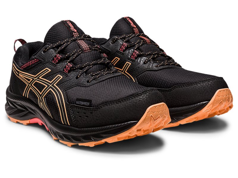 Asics Gel-ventuRE 9 Waterproof Tekaški Čevlji Ženske Črne Svetlo Oranžne | SI4890-830