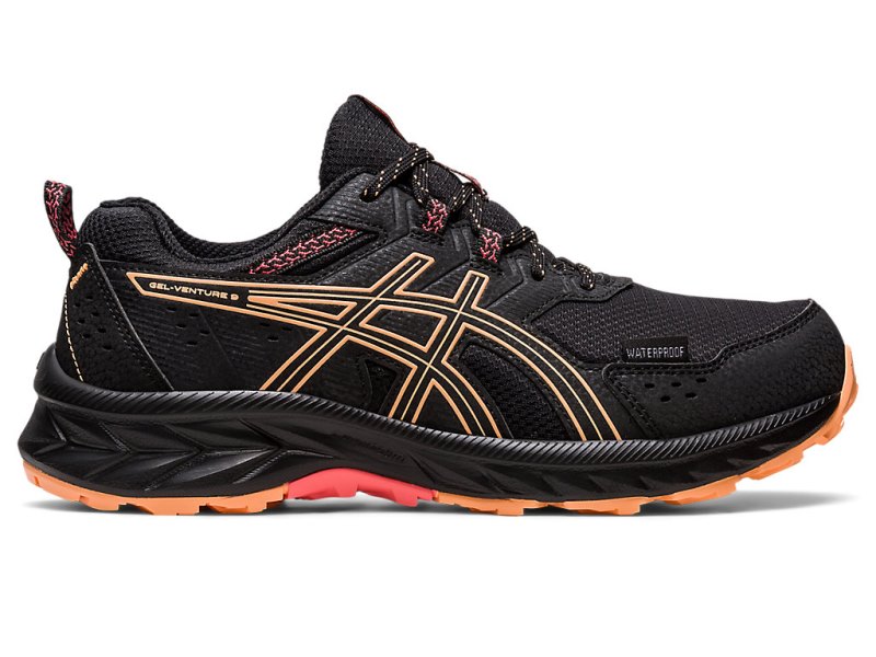 Asics Gel-ventuRE 9 Waterproof Tekaški Čevlji Ženske Črne Svetlo Oranžne | SI4890-830