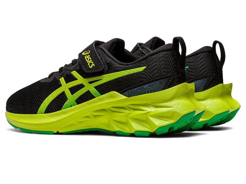 Asics Novablast 2 Športne Superge Otroški Črne Svetlo Zelene | SI9388-804